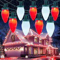 Moonflor C9 LED Christmas Lights Outdoor 100ft Feet 100 LED Strawberry String Lights with 50 Spring Clamps Waterproof Commercial Grade Extendable for Indoor OutdoorRed and Pure White