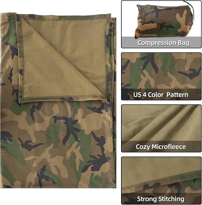 LOOGU Camo Blanket Waterproof Insulation Poncho Liner for Outdoor Camping Hiking Hunting Survival Backpacking Picnicking