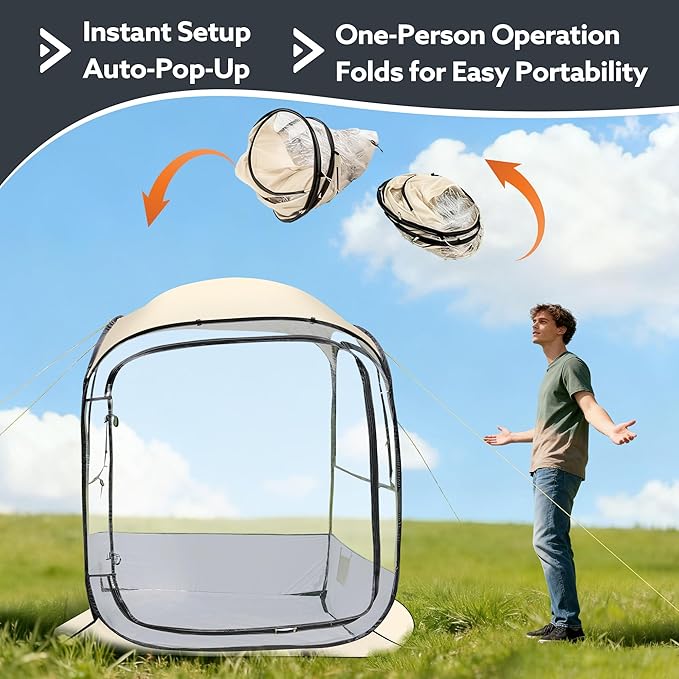 Outdoor All Weather Pop Up Sport Tent 51×51×67 in 1-3 Person Instant Tent ShelterRainproof Camping Sun Shelter Coldproof &amp Windproof Spacious Interior with Outdoor Camping Activities Fishing