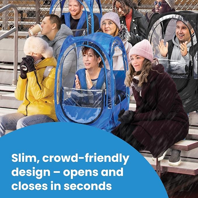 WeatherPod® StadiumPod® The Original Pop-Up Pod - 1 Person Wearable Stadium Pod - Protection from The Wind Rain and Cold - Weather Pod for The Bleachers - Personal Tent for Sporting Events