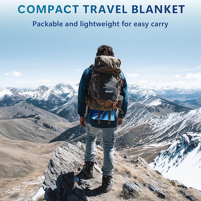 2 Pack Outdoor Camping Blanket Packable Down Alternative Puffy Printed Camp Blankets Ultra Warm Lightweight Hammock Top Quilt Waterproof Blanket for Travel Picnic Stadium Hiking