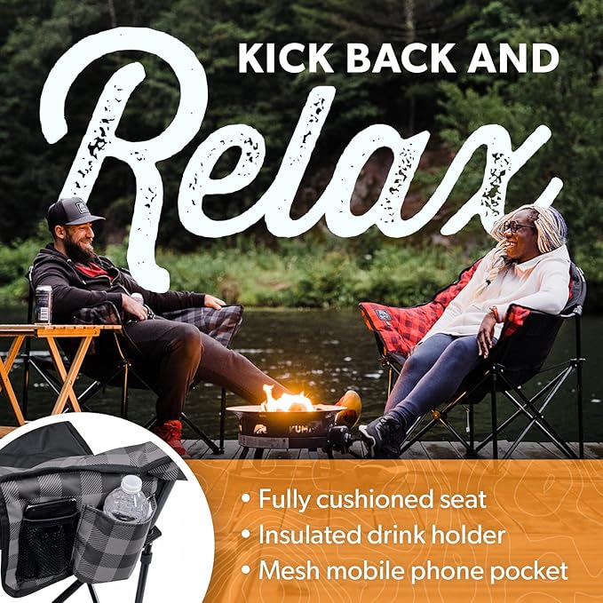 Kuma Outdoor Gear Lazy Bear Chair with Carry Bag Ultimate Portable Luxury Outdoor Chair for Camping Glamping Sports &amp Outdoor Adventures (Red/Black)