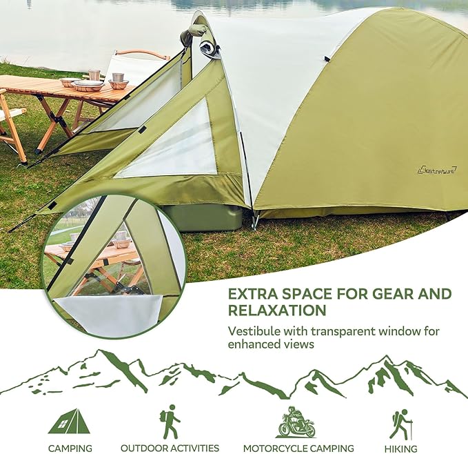 Clostnature Camping Tent with Porch - Waterproof 2 Person Tent for Camping Easy Setup Lightweight Two Person Shelter for Hiking Backpacking Family Outdoor