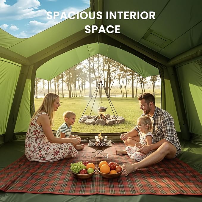 Inflatable Tents for Camping Large Blow Up Tent with Hand Pump Easy Setup InflatableTent 4 Season Tent Waterproof Oxford Air Glamping Tents for Camping Adult 4/6/8/10/12 Person