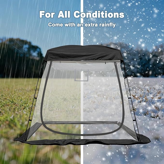 2-3 Person Clear Sport Tent with Extra Rain Cover - Windproof Winter Tent for Ice Fishing Backyard &amp Outdoor Sports