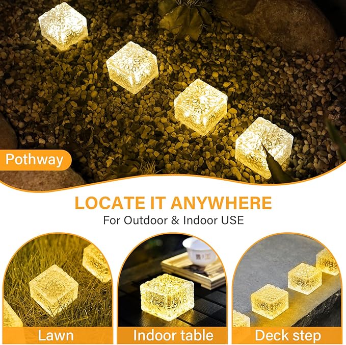 Solar Brick Lights Outdoor Waterproof Patio Brick Lights Garden Decor for Outside 6 Packs for PatioYardWalkwayPathway Decor