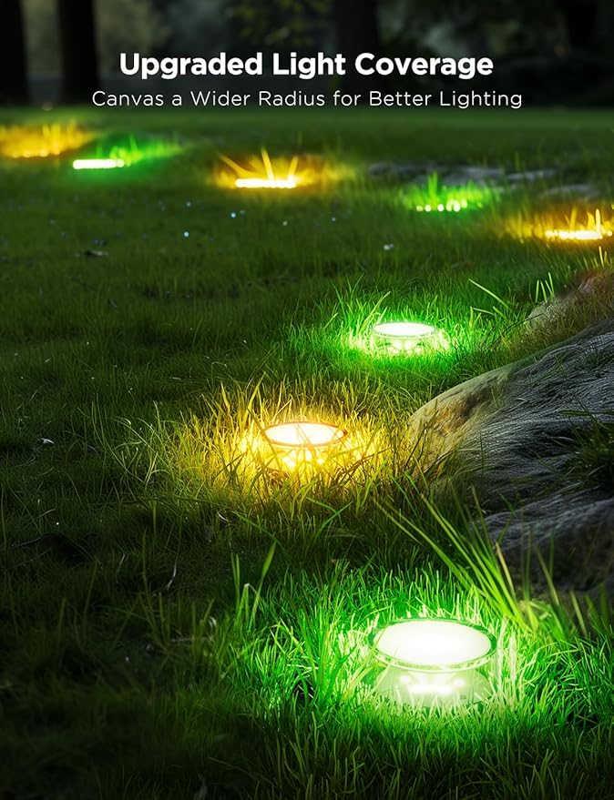 Govee Outdoor Ground Lights 2 100ft for Patio Decorations 30 Pack RGBIC Pathway with 100LM Warm White IP67 Waterproof for Garden Splitter Connector Works with Alexa Google Assistant