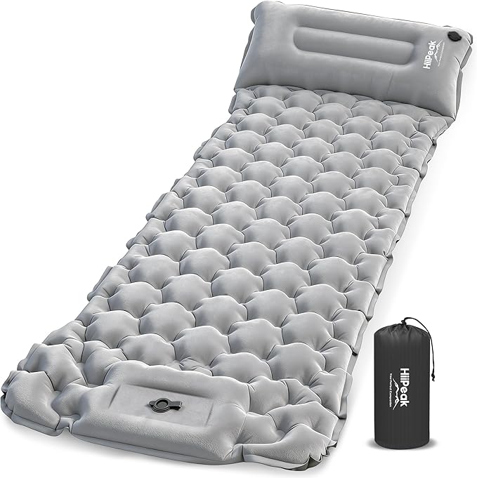 HiiPeak Camping Sleeping Pad Ultralight Camping Mat with Pillow Built-in Foot Pump Inflatable Sleeping Pads Compact for Camping Backpacking Hiking Traveling Tent