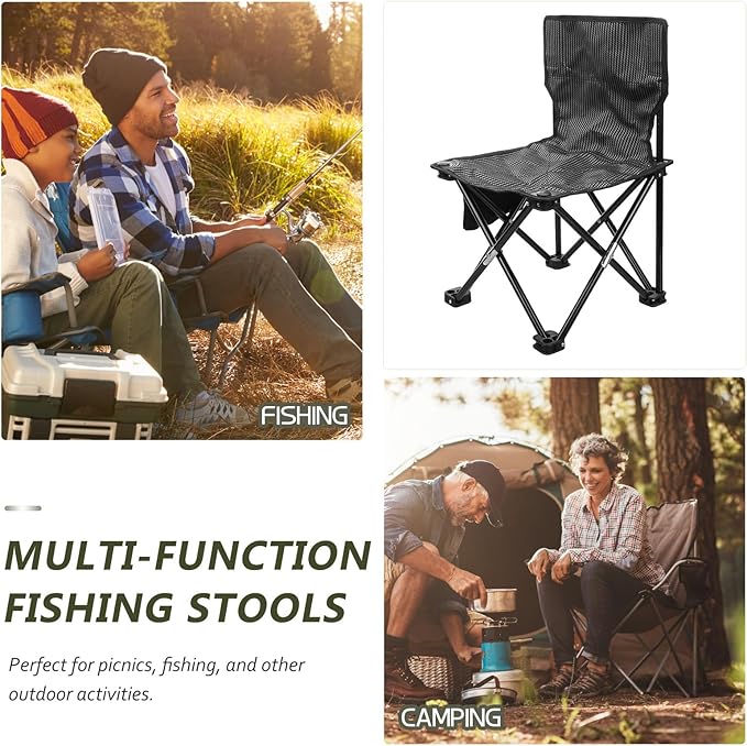 Portable Folding Camping Chair Small with Carry Bag Oxford Cloth Outdoor Fishing Chair Lightweight Seat for Garden Beach Patio and Backyard Leisure Activities