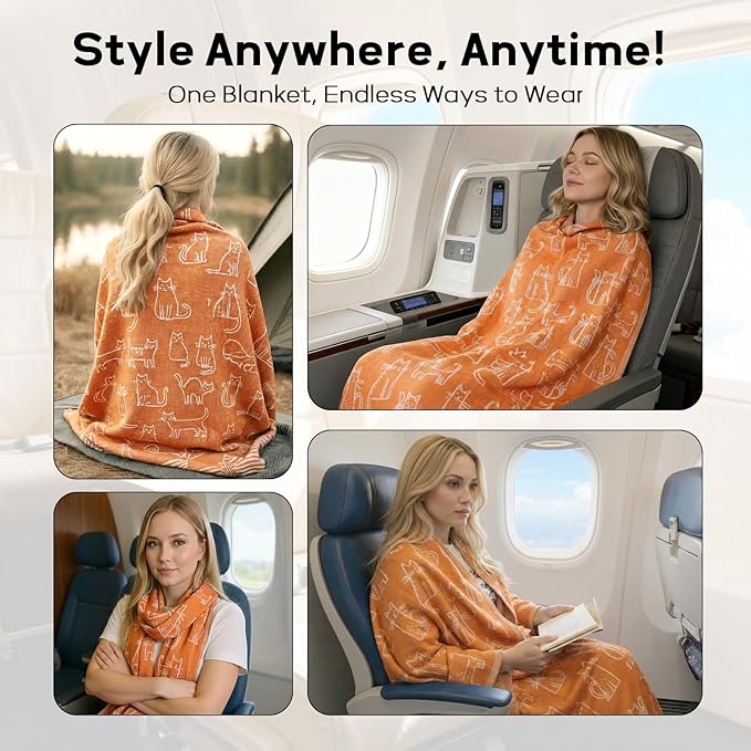 Travel Blanket Airplane - Ultra Soft &amp Lightweight Knit Design Compact Airplane Blanket53x72 InchStylish Travel Shawl Wraps for FlightsOfficeHome UseTravel Essentials &amp Gifts