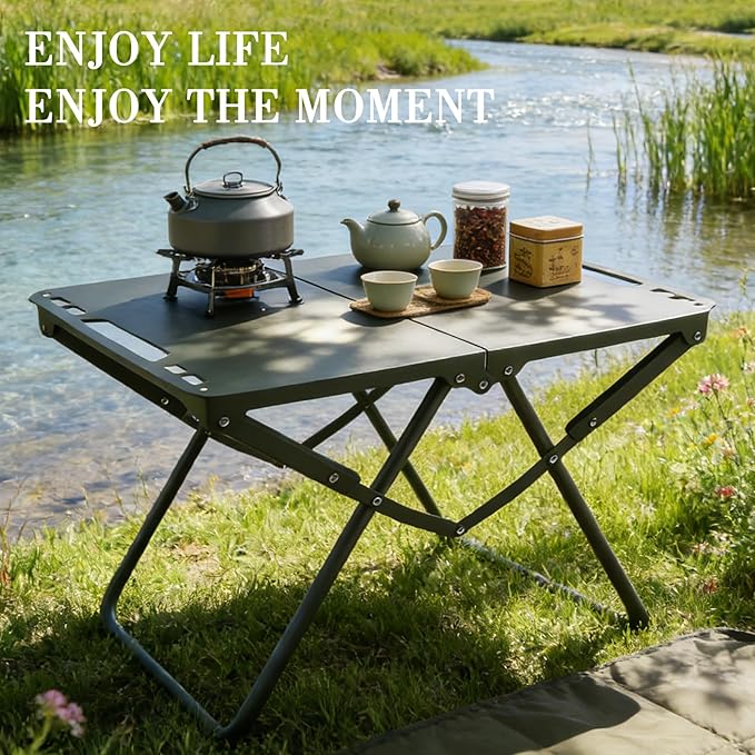 Folding Tactical Outdoor TablePortable Adjustable Height IGT Modular Panels Camp Table with Light Bracket for Travel expeditions Hiking Picnics BBQs &amp Beach Trips