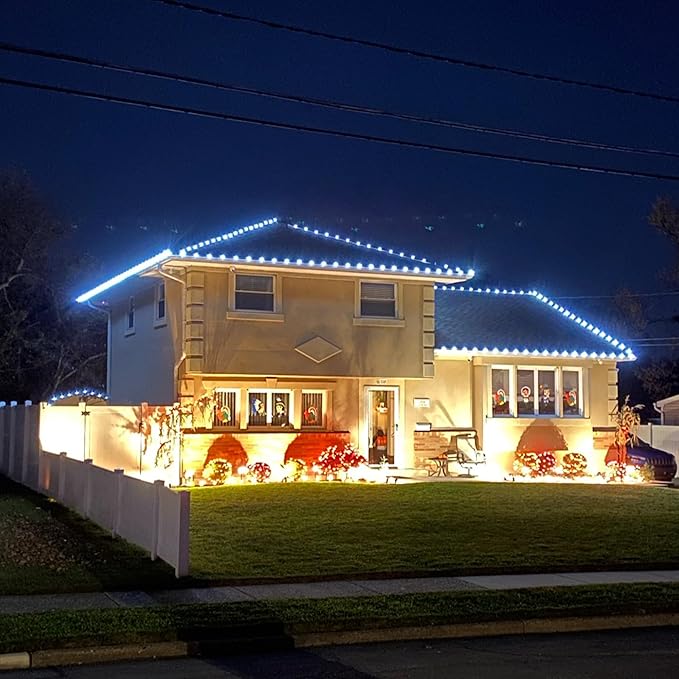 HLO Lighting C7 Light Strings | 50' White Cord with 12 Socket Spacing E12 Light Stringer for C7 Christmas Lights