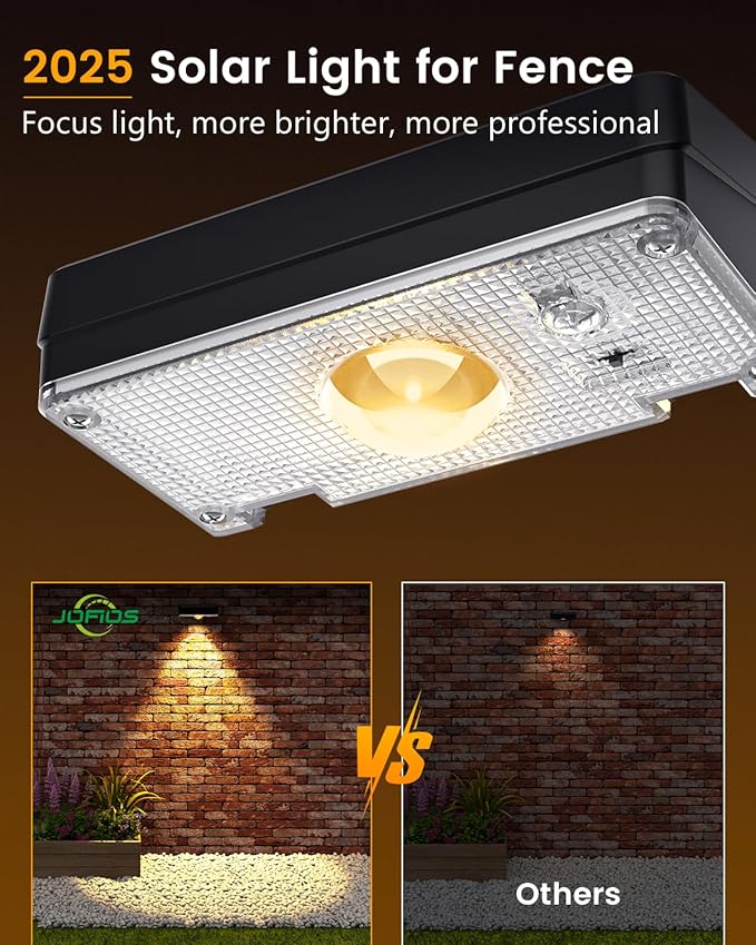 Solar Fence Lights Outdoor 8 Pack 50LM Ultra Bright 3 Color Temperatures &amp RGB IP65 Waterproof Dusk-to-Dawn Solar Powered Fence Lights for Patio Railing (Black)