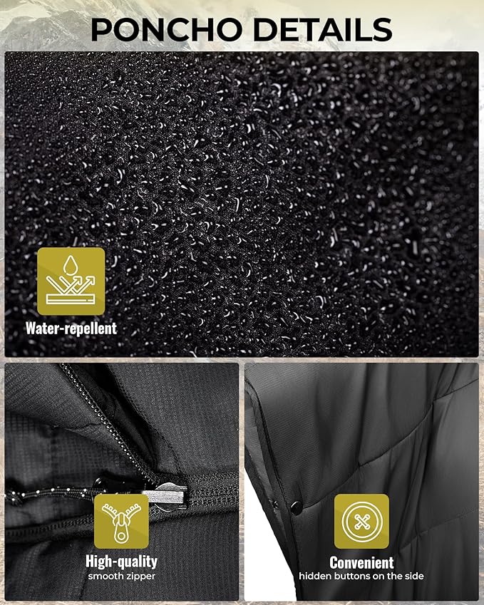 KingCamp Wearable Hoodie Blanket Poncho Ultralight Water-Repellent Wearable Sleeping Bag for Sports Camping for Teens Kids