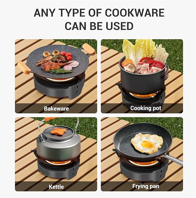 Camping Stove 3600W Portable Backpacking Stove with Piezo Ignition Fuel Canister Adapter Windproof Gas Stove for Camping Hiking Outdoor Cooking
