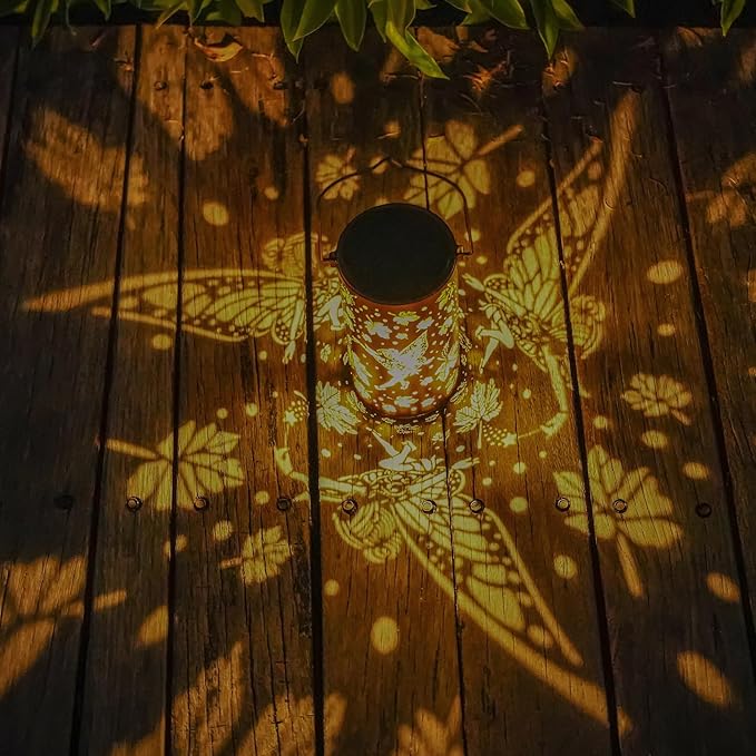 Fairy Solar Lanterns Outdoor Hanging Maple Leaf Decor LanternWaterproof Hollow Out Metal Decorative Garden LightGraceful Decoration for PatioLandscapeWalkwayFestival