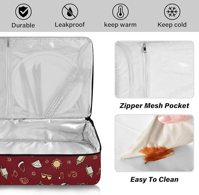 Casserole Carrier Sun and Beach Ball ArtInsulated Casserole Carrier for Hot or Cold Food Thermal Lunch Tote for Potluck Parties Picnic Beach Fits 9 x 13 Inches Baking Dish
