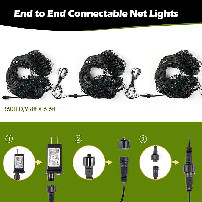 BlcTec Outdoor Christmas Lights 360 LED 9.8ft x 6.6ft Christmas Net Lights with 8 Modes UL Certified Timer Connectable Waterproof for Trees Bushes Shrubs Yard Outdoor Xmas Decorations Red