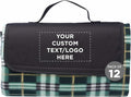DISCOUNT PROMOS Custom Brookhaven Roll Up Picnic Blankets Set of 12 Personalized Bulk Pack - Great Outdoor Blanket for Camping Picnic Beach Sports Outdoor Activities - Green