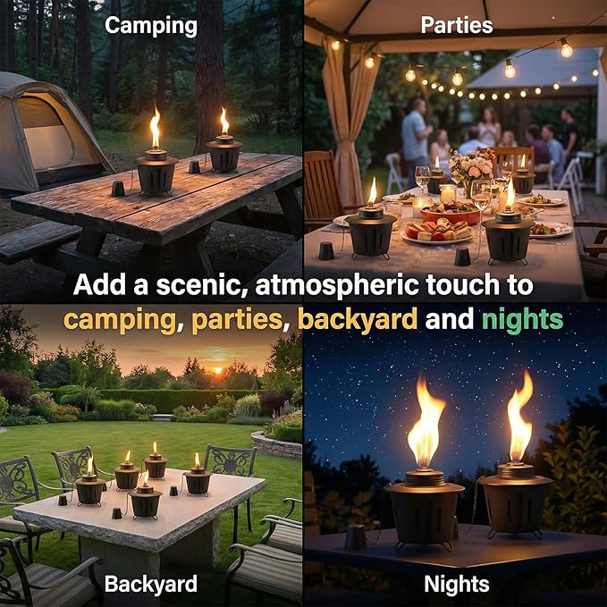Mini Citronella Table Top Torches - 6 Pack  15 oz Citronella Torch for Outdoor Metal Tabletop Torches for Yard Patio Deck Garden Party Citronella Torch