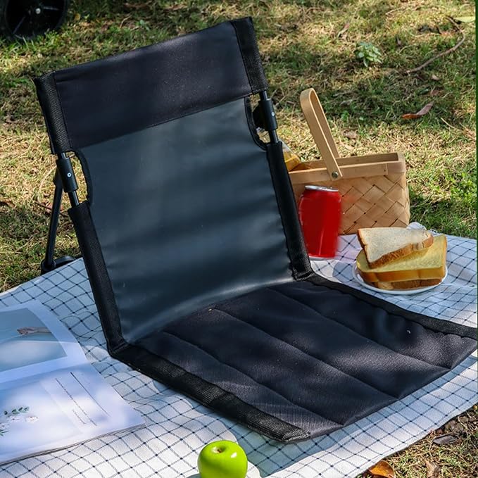 Yosoo Health Gear Portable Folding Floor Chair Adjustable Backrest Breathable 600D Oxford Fabric Lightweight for Beach Camping and Fishing (Black)