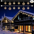 Minetom Snowflake Christmas String Lights - 2 Pack 6 Drops 8.8 Ft. 100 Mini Bulb Snowflake Icicle Lights with Hooks Connectable Hanging Lights for Xmas Rooftop Home Indoor Outdoor Party Wedding
