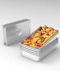 6 Pack Full Size Hotel Pans 4 Inch Deep with Lid 304 Stainless Steel Steam Table Anti-Jam Commercial Food Pans for Steam Tables Restaurants Catering &amp Industrial Use