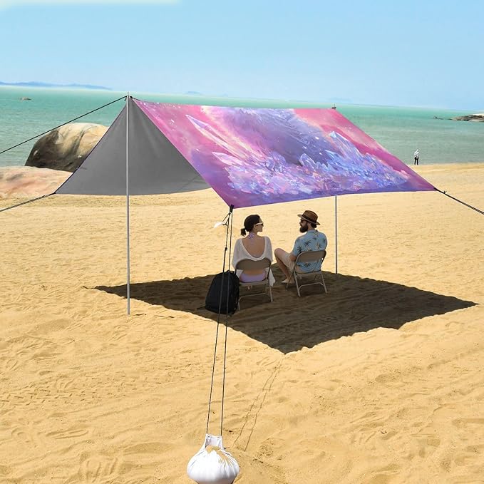 ALAZA Pomeranian Dog Puppy Beach Tent Sun Shelter UPF50+ Protection Beach Shade Canopy w/ 4 Sandbags for Outdoor Camping Fishing Backyard Fun Picnic 10x9 ft