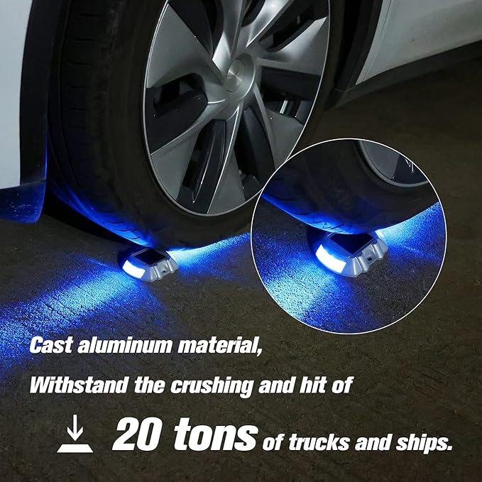 VOLISUN Solar Deck Lights Driveway Dock Lights 12-Pack Led IP68 Waterproof Outdoor Warning Step Lights for Driveway Sidewalk Garden Pathway Yard (Blue Auto On/Off