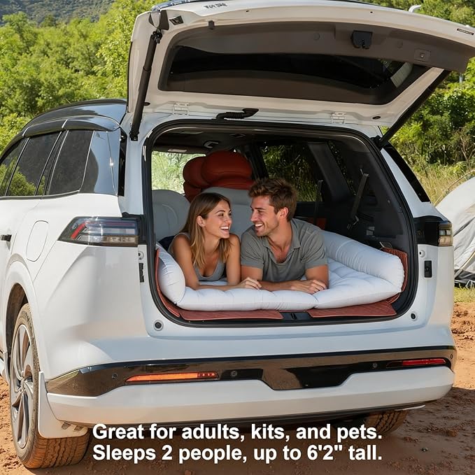 WEY&ampFLY Car Air Mattress for SUV Quick Inflation Travel Bed with Air Pump Portable Sleeping Pad for Camping Fits Most SUVs and Sedans Comfortable and Durable