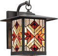 RIVER OF GOODS Stained Glass Outdoor Light Fixture - 11.75 H - Mission Style Porch Light - Peggy