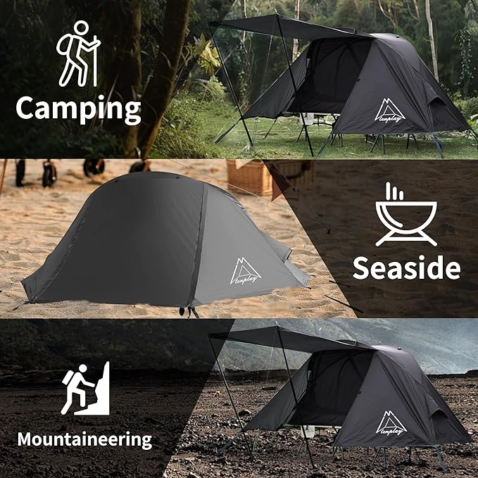 TENPLAY Cot TentCamping TentBackpacking Tent3 Way TentSolo Tent1 PersonQuick Setup70D Nylonpu5000mmUV Cut7001 AluminiumUltralightCompactOuterdoorHikingTravelMountaineering