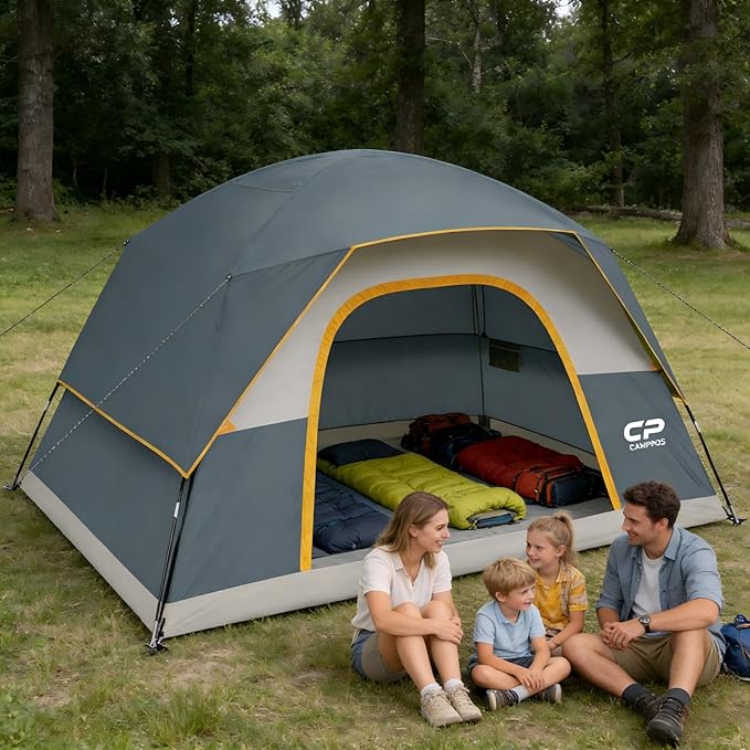 Tents for Camping 6 Person Tent Waterproof Windproof Double Layer Family Camping Tent Easy Setup Dome Tent with Large Mesh Windows &amp Wider Door for Outdoor Camping &amp Hiking
