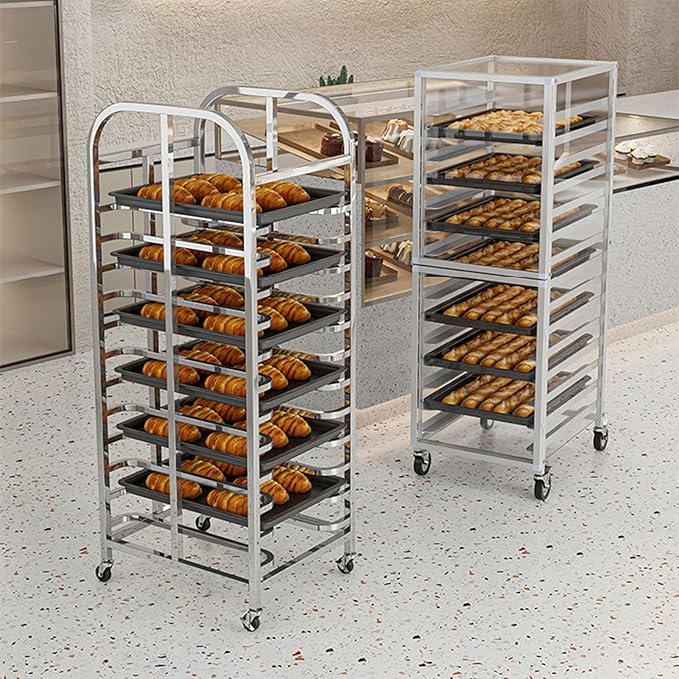 Quick Rack for Baking PansHeavy-Duty 15-Tier Speed Rack for Bread Pans - Commercial Baking Sheet Rack with Casters for Bakeries Restaurants &amp Food Service (169x60x46cm)