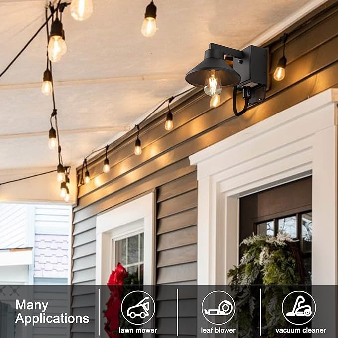 Dusk to Dawn Outdoor Barn Light Fixture with GFCI Outlet Powder-coated Black Waterproof Exterior Wall Light Sconce Photocell Sensor Porch Light Wall Mount with OutletModern Farmhouse Outside Lights