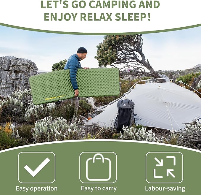 Naturehike Insulated Inflatable Sleeping Pad 27oz 4.6R Ultralight Backpacking Sleeping Pad XL NKTR™ AIR Lightweight Sleeping Mat for Camping Hiking