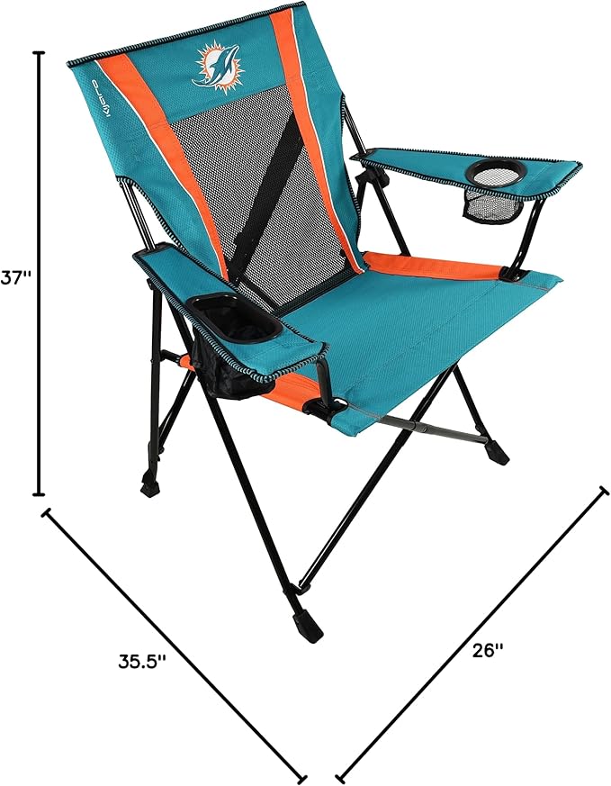 Kijaro Sports Fan Folding Chair 26 L x 35.5 W x 37 H Miami Dolphins