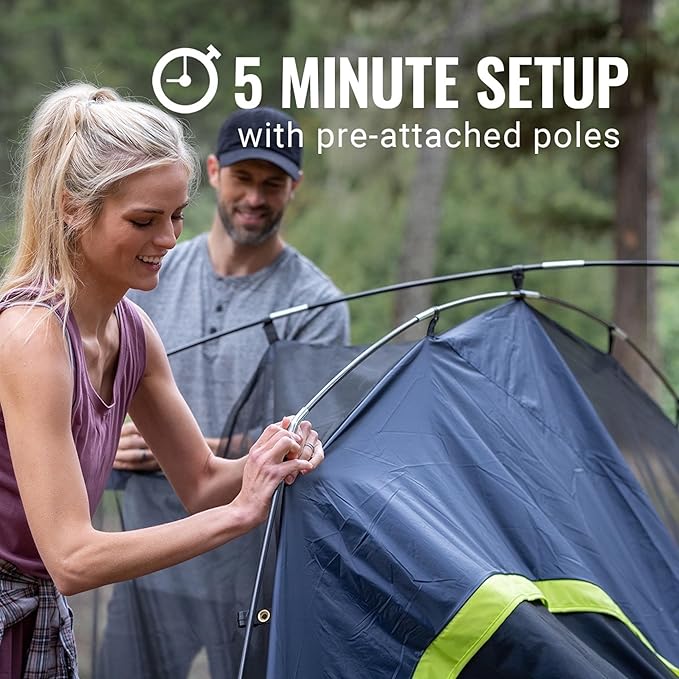 Coleman 4/6/8/10 Person Skydome Dark Room Tent with Rainfly 5 Minute Setup Blocks 90% of Sunlight 20% More Headroom Than Traditional Tents