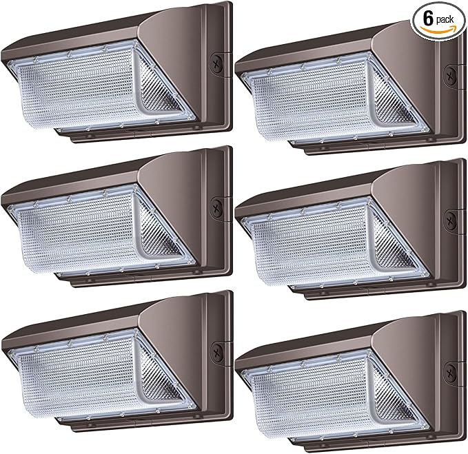 ledmo LED Wall Pack Light 15840LM Daylight Outdoor Security Lighting Commercial and Industrial Outdoor Wall Pack Lights 5000K IP65 Waterproof for Garage Yard 120W 6 Pack No Photocell
