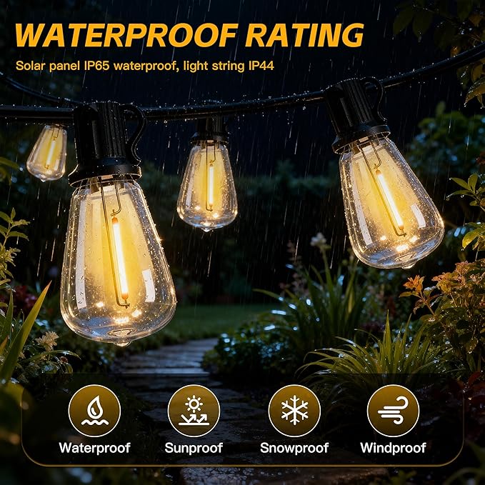 78(72+6) FTSolar String Lights Outdoor IP65Waterproof Garden LightUSB &amp Solar ChargingWith Remote And 36+2 LED Shatterproof Bulb 8 Light ModesDimmable solar lightsDecoration For Camping Backya