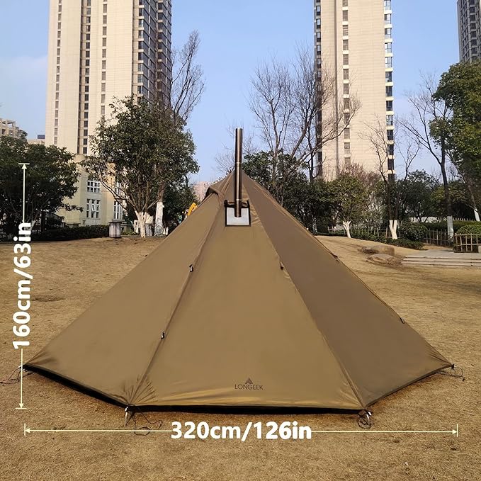 Longeek 2-4 Person Camping Tent 4 Seasons Backpacking Ultralight Easy Up Hot Teepee