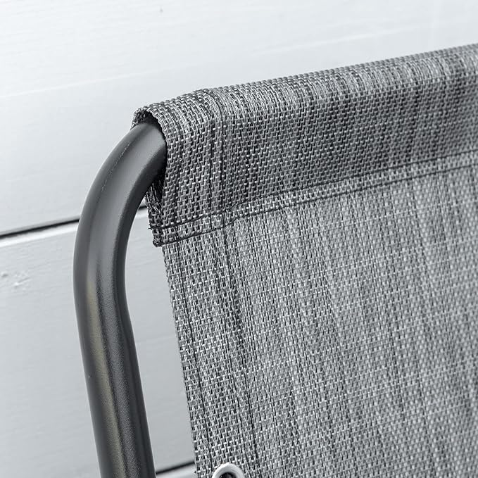 Outsunny Set of 2 Patio Folding Chairs Outdoor Bungee Sling Chairs w/Armrests Portable Lawn Chairs for Camping Garden Pool Beach Backyard Gray