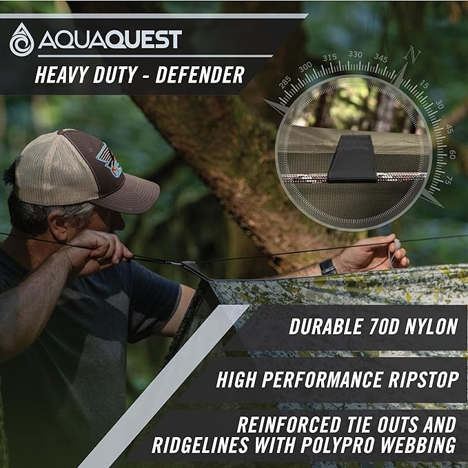 AquaQuest Safari Tarp – Lightweight Waterproof (5000mm) Seam-Taped Ripstop Rain Fly for Backpacking Thru-Hiking &amp Hammock Camping