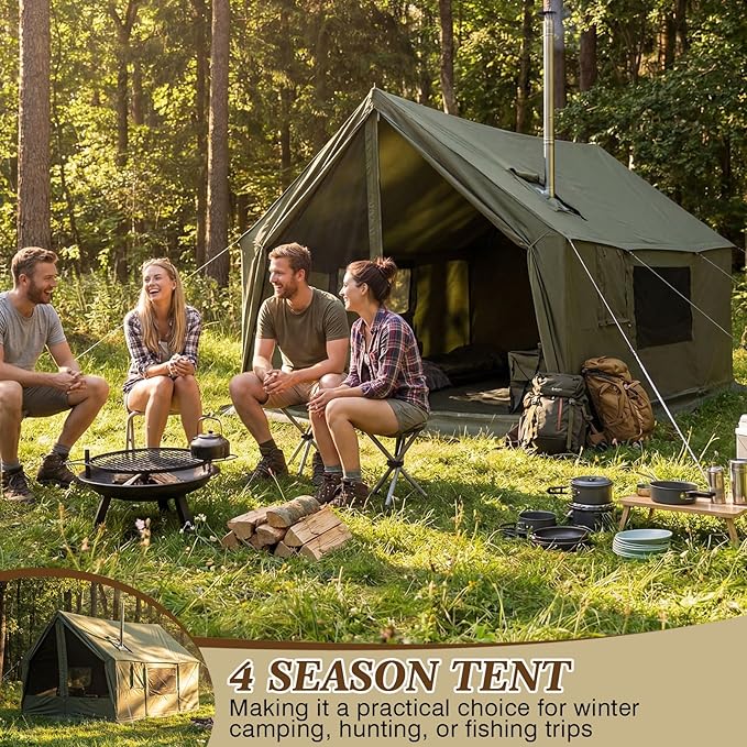 Soulchen Large Hammock Hot Tents with Stove Jack Portable Winter Wall Tent for Camping Waterproof &amp Windproof 4 Season Cabin for 2-3 Person Family Hiking Fishing Hunting Outdoor(No Pole)
