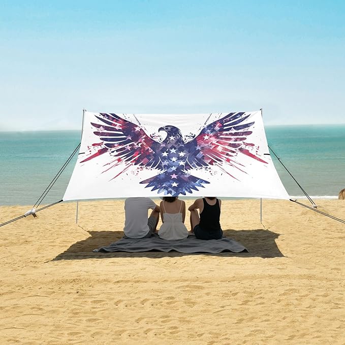Camping Sun Shelters Design American Flag Symbol Eagle Beach Canopy 126 * 110.2in