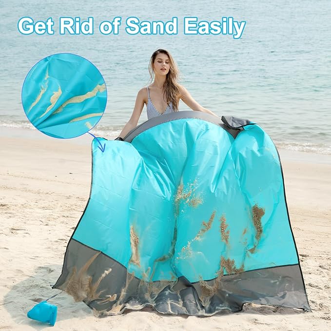 ISOPHO Beach Blanket 79''×83'' Picnic Blankets Waterproof Sandproof for 4-7 Adults Oversized Lightweight Beach Mat Portable Picnic Mat Sand Proof Mat for Travel Camping Hiking Packable w/Bag