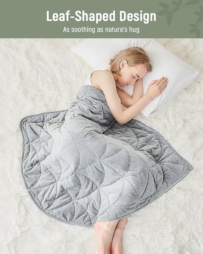 Weighted Lap Blanket 7 lbs for Adults Luxury Soft Small Weighted Blanket Compact Portable Weighted Lap Pad for Relaxation Sleeping Travel All-Season Use Light Grey 40 x 52