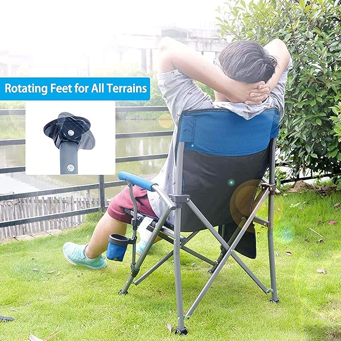 Camping Chair for AdultsPortable Folding Lawn Chair for OutsideHeavy Duty Camping Chair Support up to 330lbsCollapsible Outdoor Chair with Cup Holder(Grey)