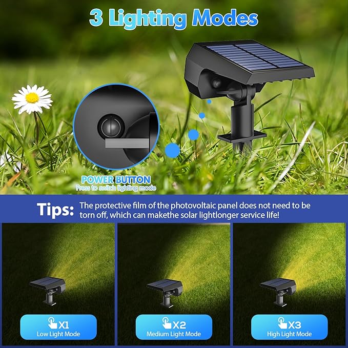 NYMPHY Solar Lights Outdoor Waterproof IP68 56 LED 3 Lighting Modes Solar Powered Garden Yard Spot Solar Lights for Christmas Outside Landscape- 6 Pack (Warm White)