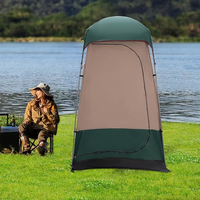 Outdoor Camping Privacy Shelter Shower Tent Portable Toilet Tent Changing Dressing Room Instant Privacy Shelters Outdoor Shower Enclosure for Hiking Beach Picnic Fishing (Dark Green)